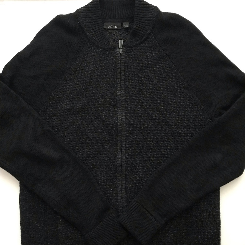 Apt. 9 Men's Black Textured Full-Zip Cardigan